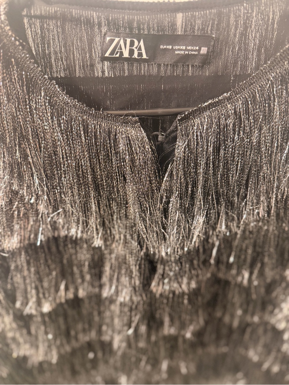 Zara Black Metallic Fringe Top - Picture 2 of 4